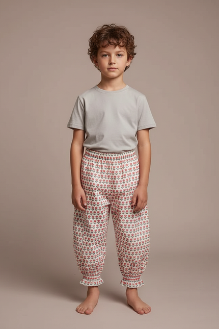Pantalon Fluide Imprimé Floral Ample Coton Enfant - Multicolore