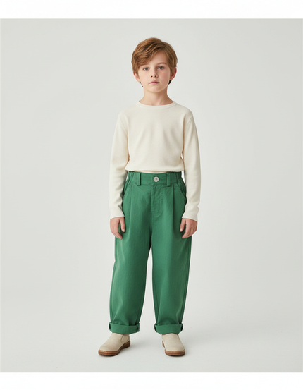Pantalon Fluide Vert Ample Coton Enfant - Toile