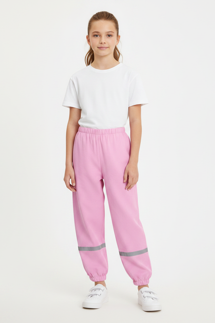 Pantalon Fluide Rose Réfléchissant Imperméable Enfant Léger - Molleton