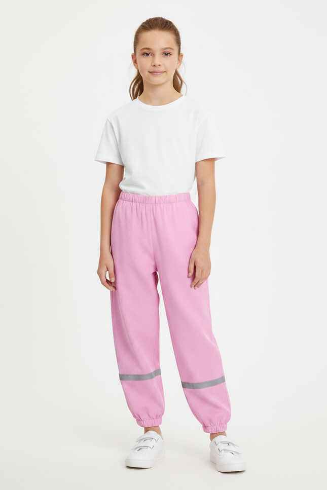 Pantalon Fluide Rose Réfléchissant Imperméable Enfant Léger - Molleton