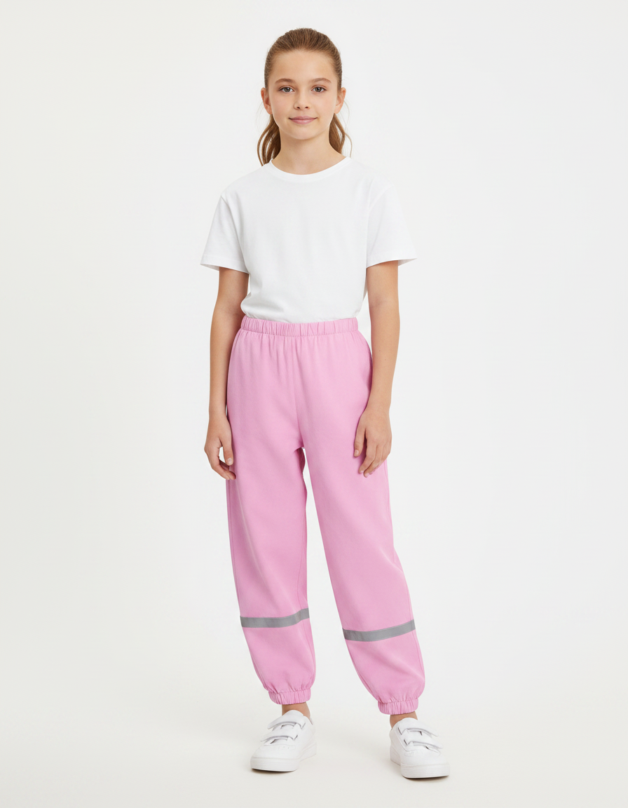 Pantalon Fluide Rose Réfléchissant Imperméable Enfant Léger - Molleton