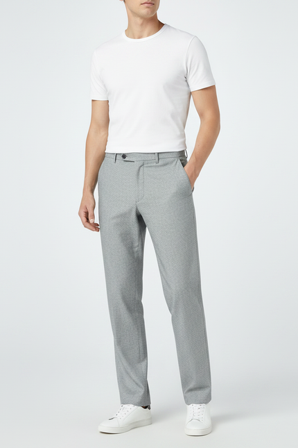 Pantalon Fluide Gris Motif Décontracté Extensible Homme - Polyester