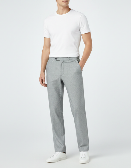 Pantalon Fluide Gris Motif Décontracté Extensible Homme - Polyester