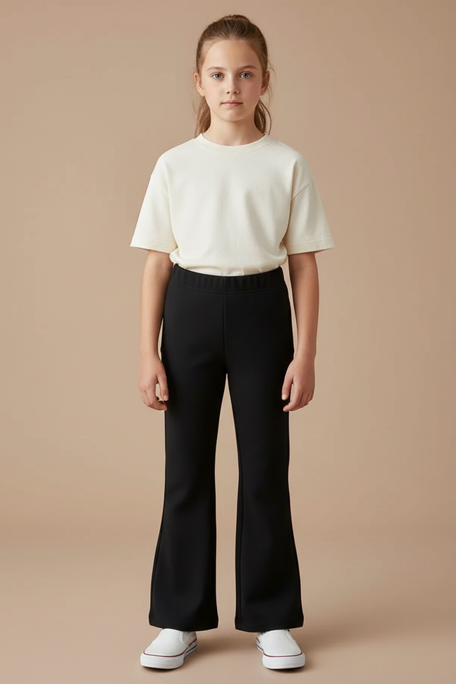 Pantalon Fluide Noir Évasé Confortable Enfant - Viscose
