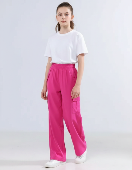 Pantalon Fluide Rose Cargo Ample Enfant Sportswear - Polyester