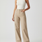 Pantalon Fluide Beige Large Confortable Taille Haute Femme - Jean