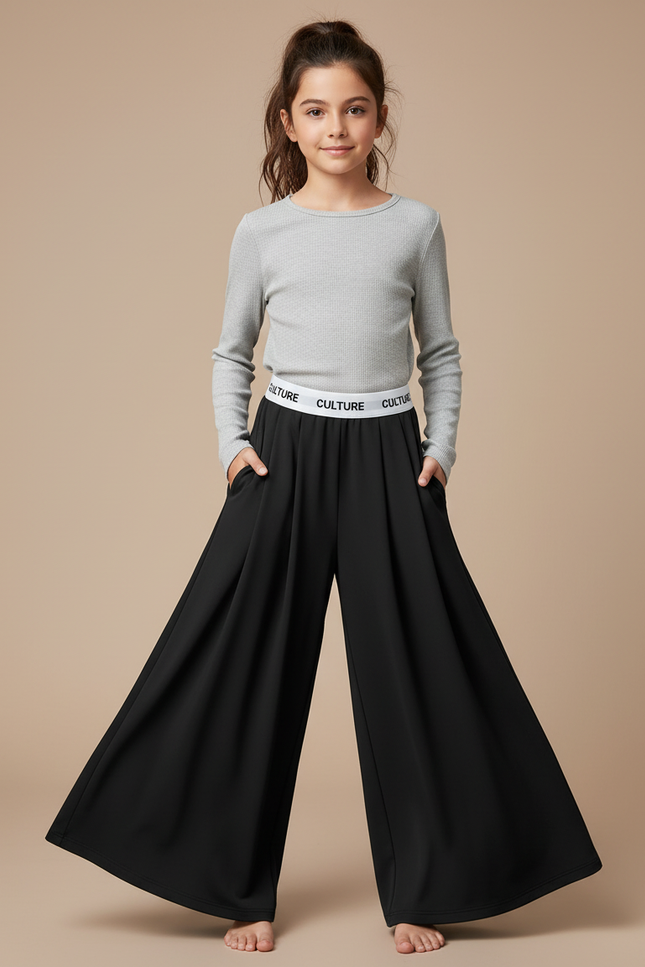 Pantalon Fluide Noir Ample Confortable CULTURE Enfant - Viscose