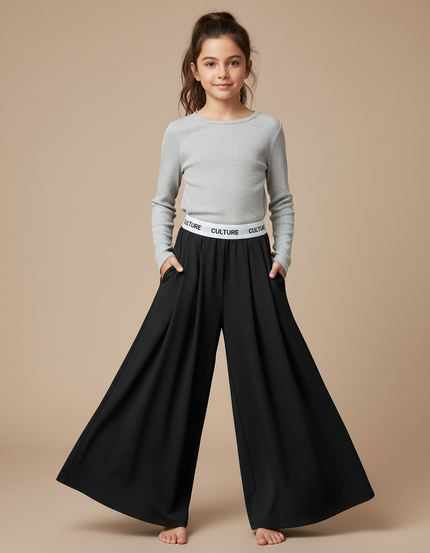 Pantalon Fluide Noir Ample Confortable CULTURE Enfant - Viscose