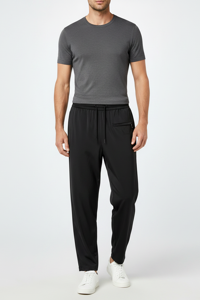 Pantalon Fluide Noir Droit Décontracté Homme - Polyester