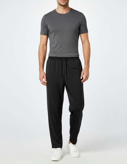 Pantalon Fluide Noir Droit Décontracté Homme - Polyester