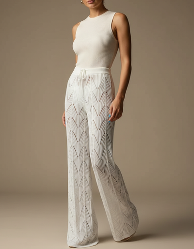Pantalon Fluide Femme Blanc