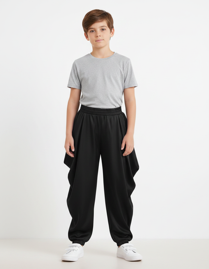 Pantalon Fluide Noir Ample Harem Garçon - Polyester