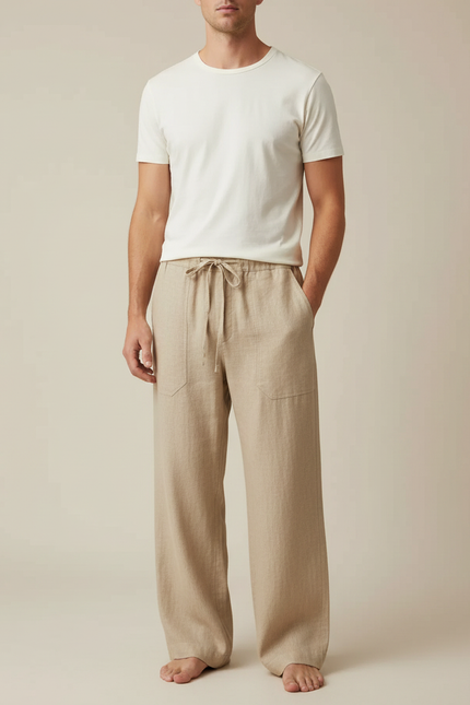 Pantalon Fluide Vacances - Beige Lin