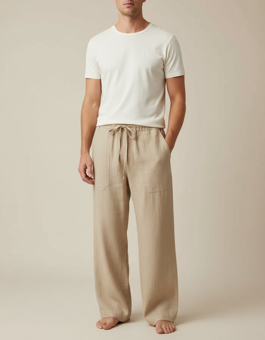Pantalon Fluide Vacances - Beige Lin