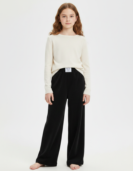 Pantalon Fluide Noir Velours Côtelé Ample Décontracté - Cordé