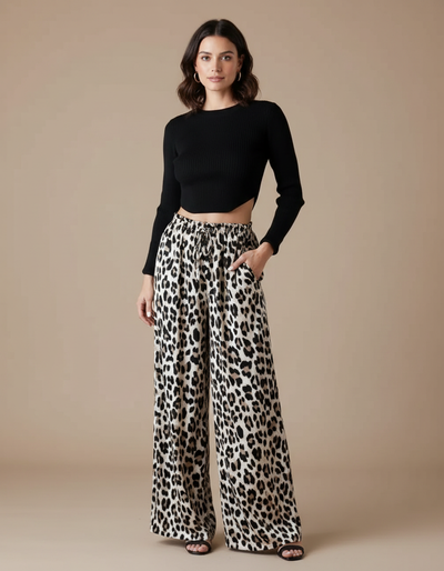 Pantalon Fluide Femme Leopard