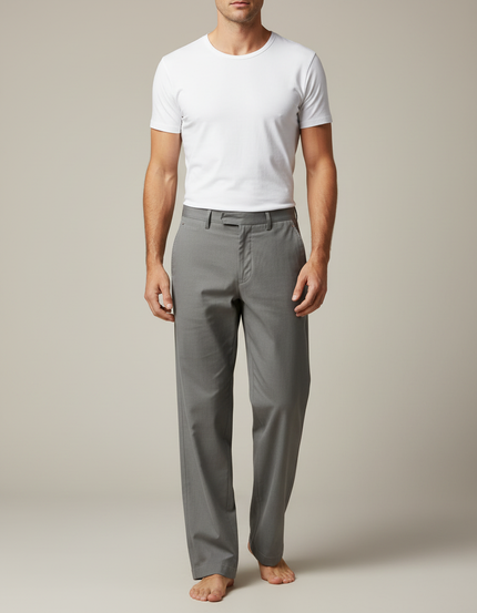 Pantalon Fluide Gris Droit Coton Décontracté Homme - Gabardine