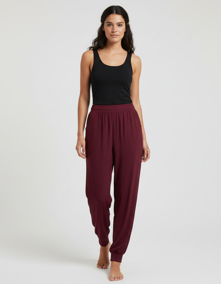 Pantalon Fluide Bordeaux Ample Confortable Femme - Viscose