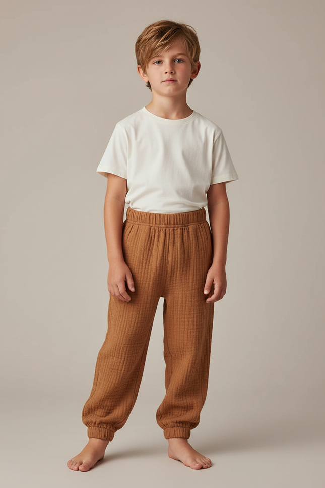 Pantalon Fluide Cuivre - Marron Coton