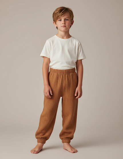 Pantalon Fluide Cuivre - Marron Coton