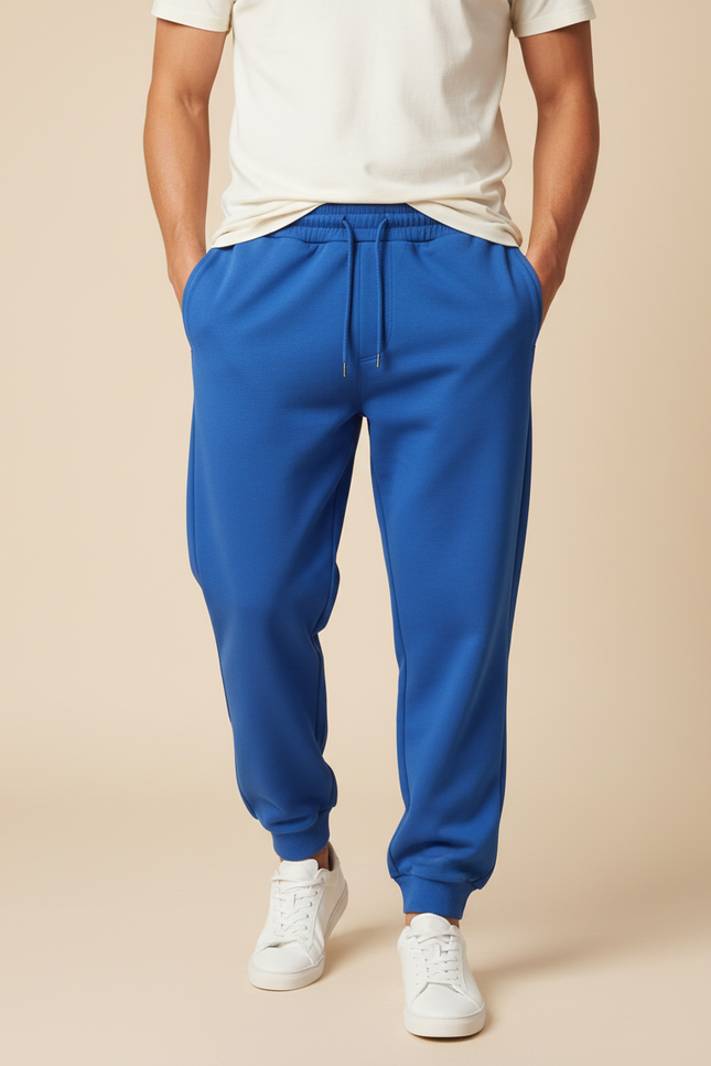 Pantalon Fluide Bleu Cordon Ample Décontracté Homme - Molleton