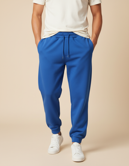 Pantalon Fluide Bleu Cordon Ample Décontracté Homme - Molleton
