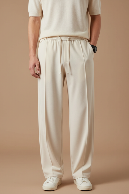 Long Pantalon Fluide - Beige Polyester