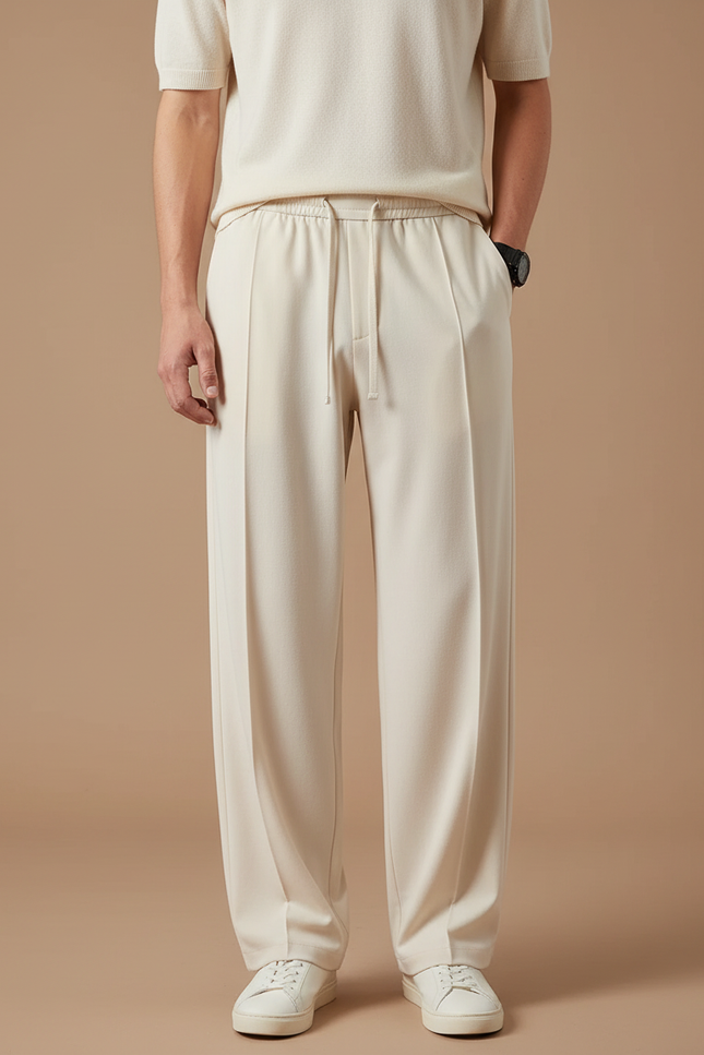 Long Pantalon Fluide - Beige Polyester