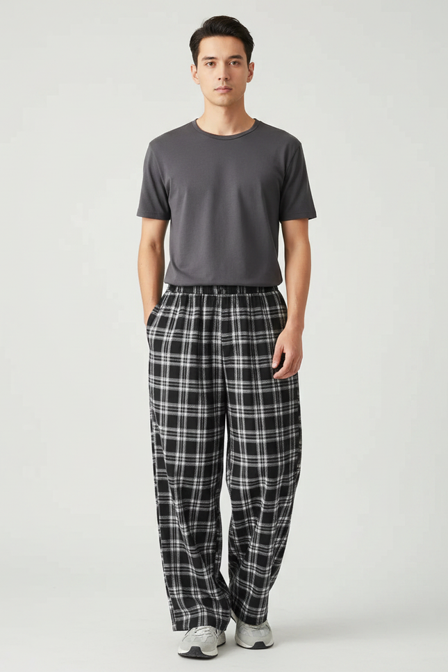 Pantalon Fluide Carreaux - Imprimé Molleton