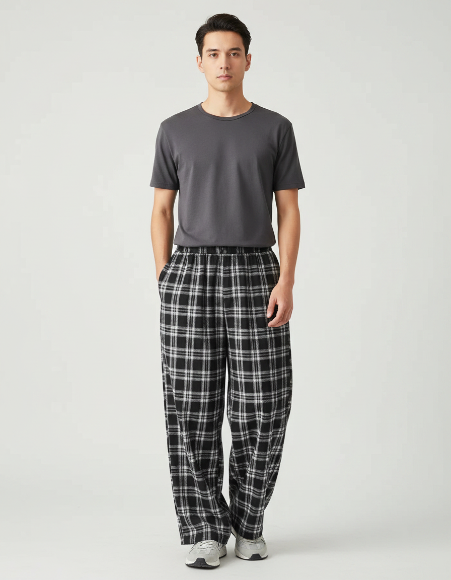 Pantalon Fluide Carreaux - Imprimé Molleton
