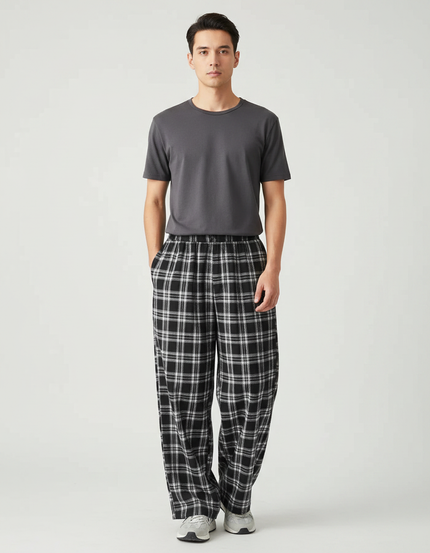 Pantalon Fluide Carreaux - Imprimé Molleton