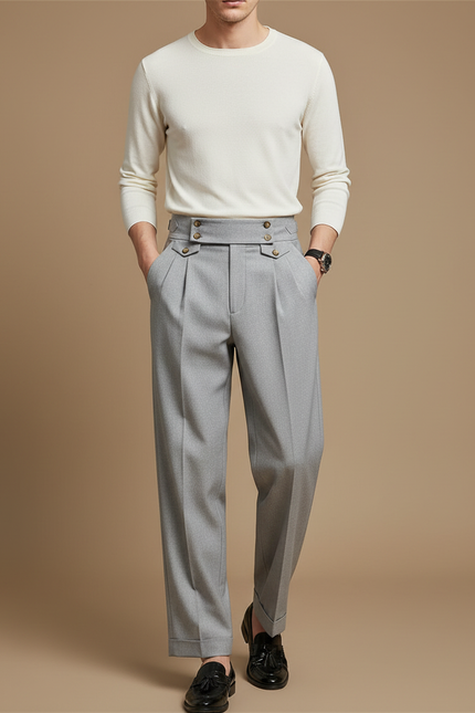 Pantalon Fluide Homme Gris Coupe Ample Viscose - Gabardine
