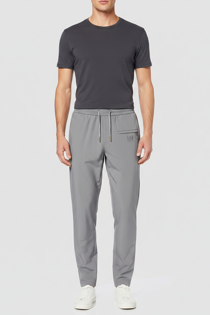 Pantalon Fluide Gris Cordon Sport Décontracté Homme - Polyester