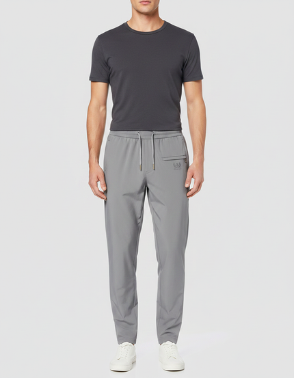 Pantalon Fluide Gris Cordon Sport Décontracté Homme - Polyester