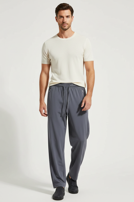 Pantalon Fluide Gris Droit Ample Sport Homme - Polyester