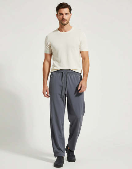 Pantalon Fluide Gris Droit Ample Sport Homme - Polyester