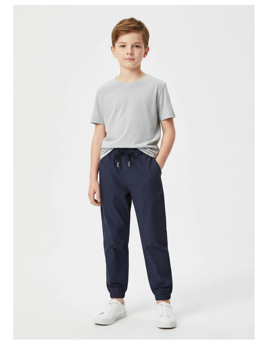 Pantalon Fluide Marine Coton Ample Confortable Enfant