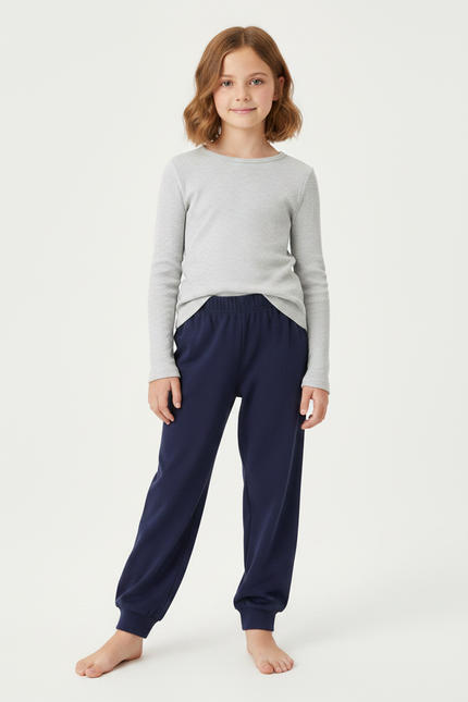 Pantalon Fluide Marine Coton Ample Décontracté Enfant - Molleton