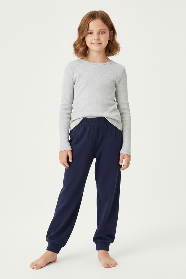 Pantalon Fluide Marine Coton Ample Décontracté Enfant - Molleton