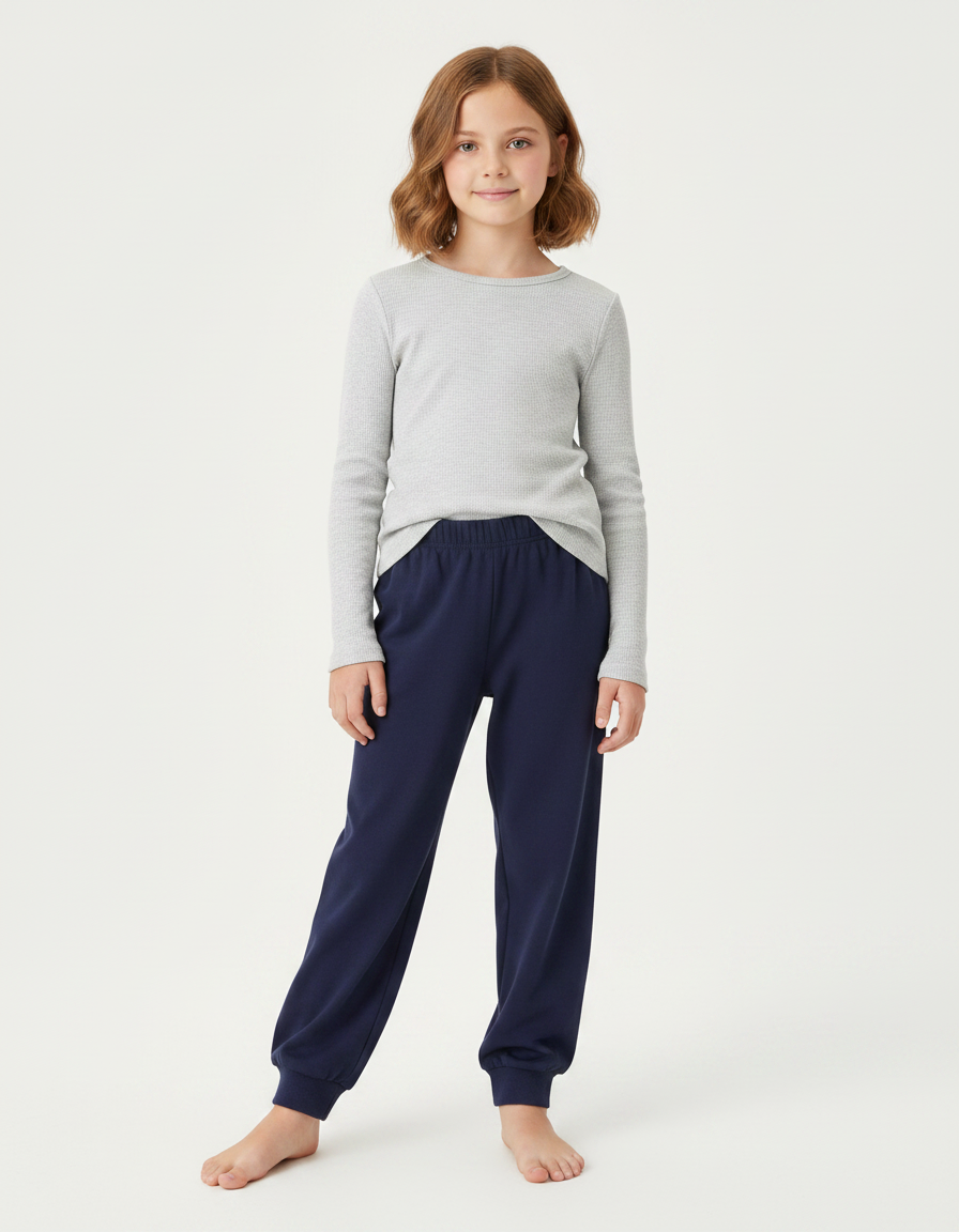 Pantalon Fluide Marine Coton Ample Décontracté Enfant - Molleton