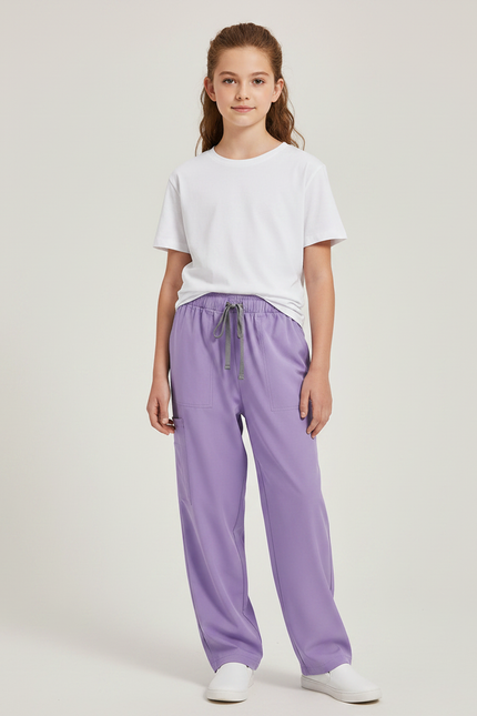 Pantalon Fluide Violet Ample Cordon Décontracté - Polyester