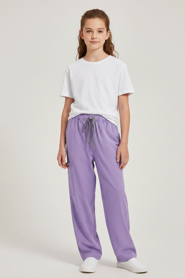 Pantalon Fluide Violet Ample Cordon Décontracté - Polyester