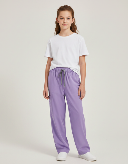Pantalon Fluide Violet Ample Cordon Décontracté - Polyester