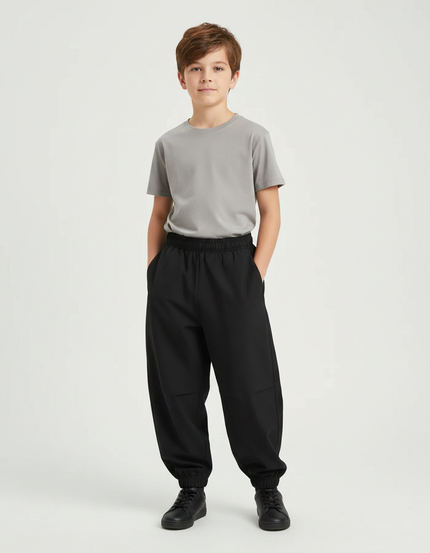Pantalon Fluide Noir Ample Décontracté Garçon - Polyester
