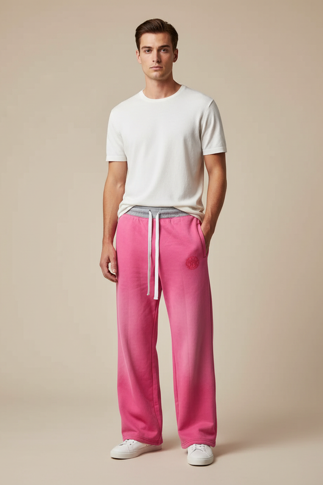 Pantalon Fluide Rose Ample Décontracté Coton Homme - Molleton