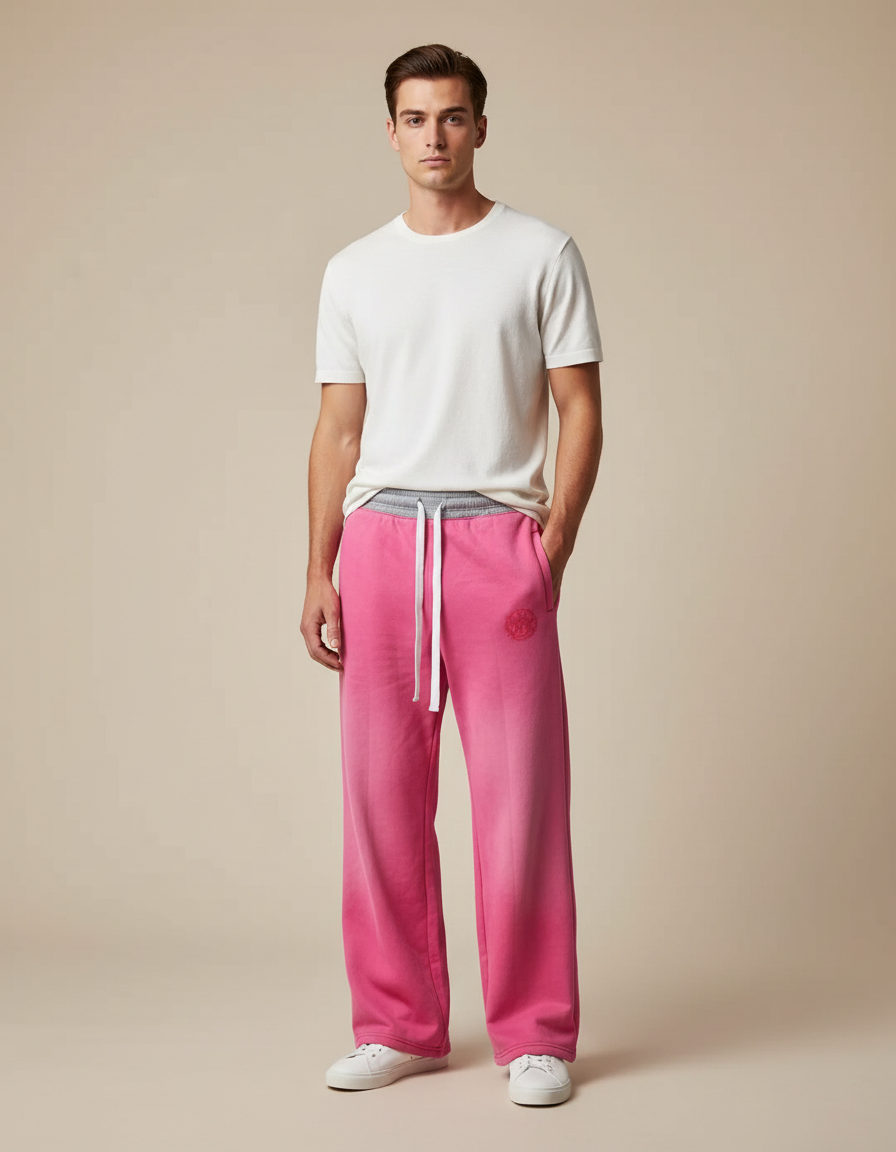 Pantalon Fluide Rose Ample Décontracté Coton Homme - Molleton