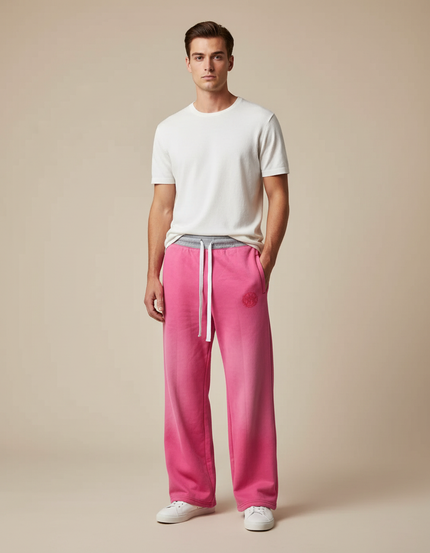 Pantalon Fluide Rose Ample Décontracté Coton Homme - Molleton