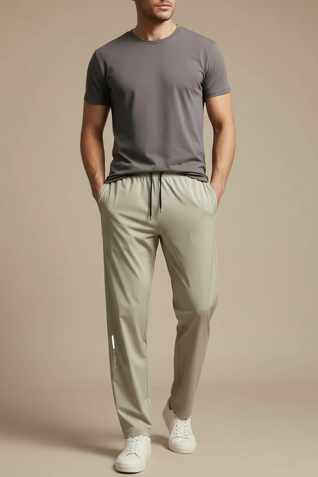 Pantalon Fluide Homme Sport Décontracté Gris Clair - Polyester