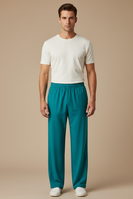 Pantalon Fluide Vert Émeraude Homme Décontracté - Polyester