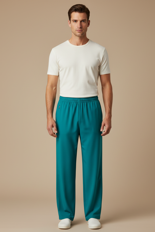 Pantalon Fluide Vert Émeraude Homme Décontracté - Polyester